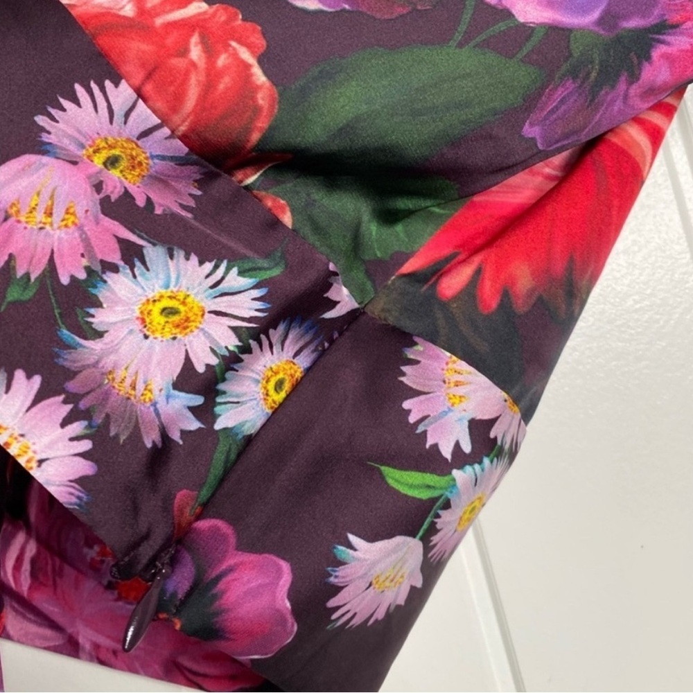 Express Floral One Shoulder Blouse Small Pink Purple Moody Botanical Dramatic - Picture 11 of 12